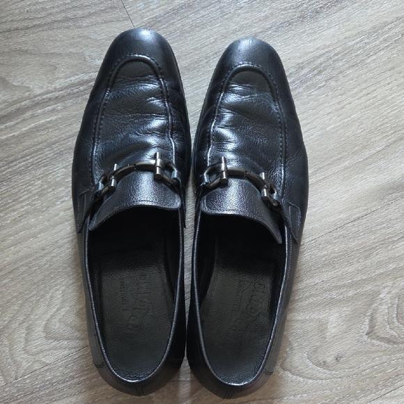 Salvatore Ferragamo Other - Salvatore Ferragamo Dark Leather Slip-On Loafers